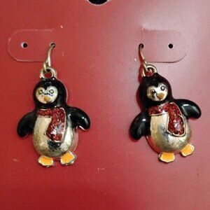 Cute Winter Penguin Earrings. Hook Backs. Pierced. Holiday. Festive. Very Cute.